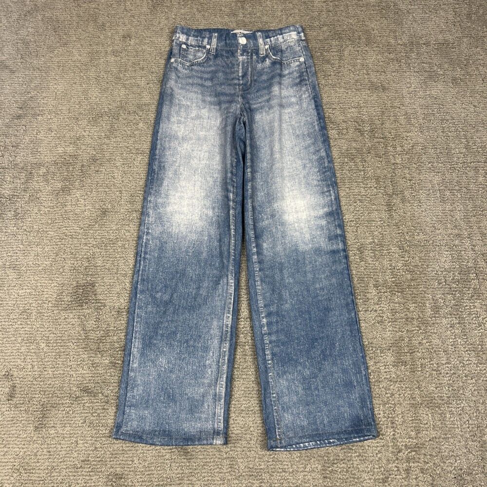 Mila Rosabella Pants Womens Small Straight Leg Stretch Denim Printed Pockets New